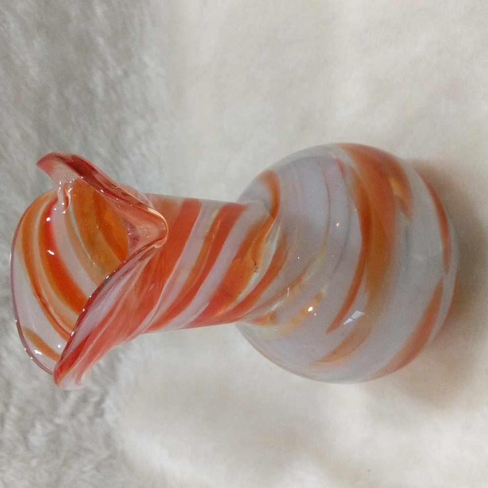 Vintage hand blown milk and orange glass